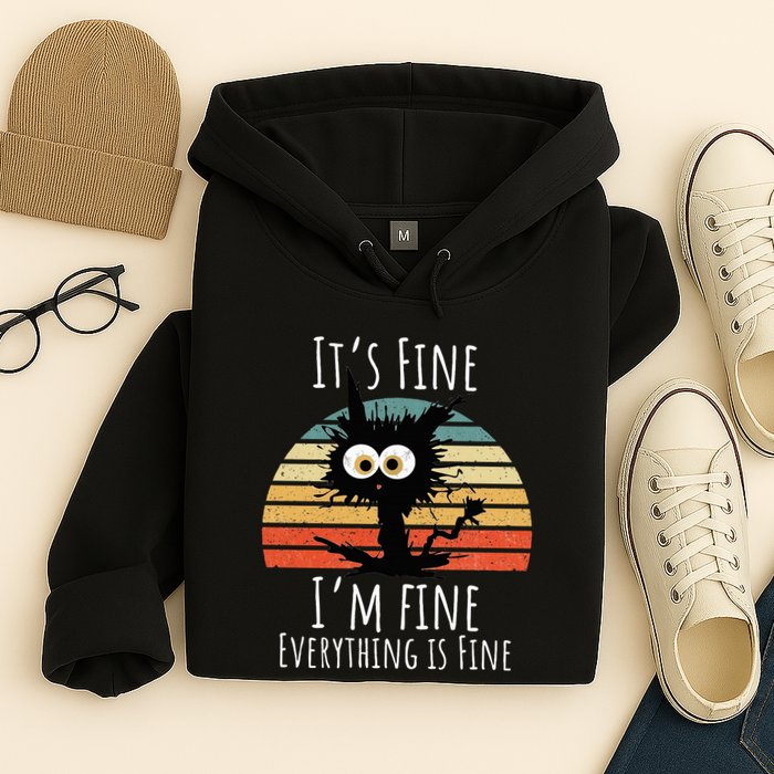 Vintage It's Fine I'm Fine Everything Is Fine Cat Father Hoodie