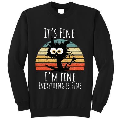 Vintage It's Fine I'm Fine Everything Is Fine Cat Father Sweatshirt