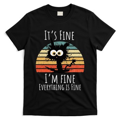 Vintage It's Fine I'm Fine Everything Is Fine Cat Father T-Shirt