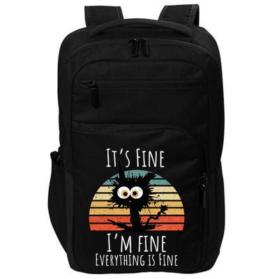 Vintage It's Fine I'm Fine Everything Is Fine Cat Father Impact Tech Backpack