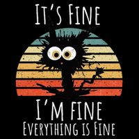 Vintage It's Fine I'm Fine Everything Is Fine Cat Father Backpack