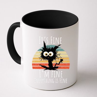 Vintage It's Fine I'm Fine Everything Is Fine Cat Father Mug