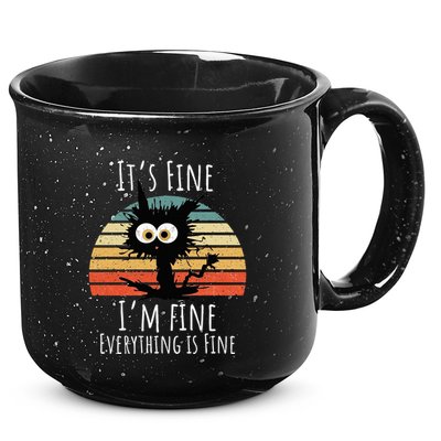 Vintage It's Fine I'm Fine Everything Is Fine Cat Father 15oz Campfire Ceramic Mug