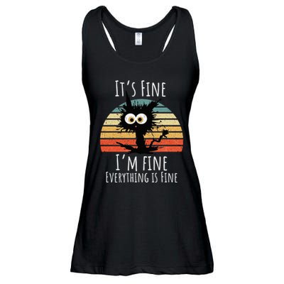 Vintage It's Fine I'm Fine Everything Is Fine Cat Father Ladies Essential Flowy Tank