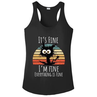 Vintage It's Fine I'm Fine Everything Is Fine Cat Father Ladies PosiCharge Competitor Racerback Tank