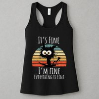 Vintage It's Fine I'm Fine Everything Is Fine Cat Father Womens Tank Top