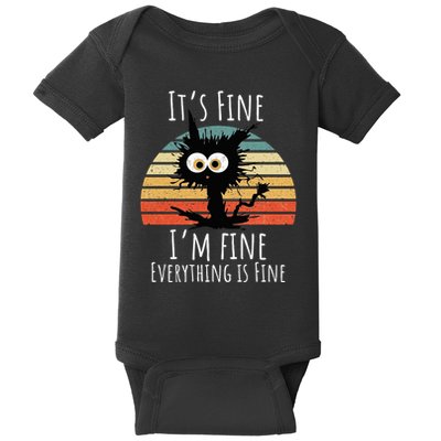 Vintage It's Fine I'm Fine Everything Is Fine Cat Father Baby Bodysuit