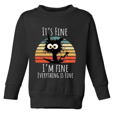 Vintage It's Fine I'm Fine Everything Is Fine Cat Father Toddler Sweatshirt