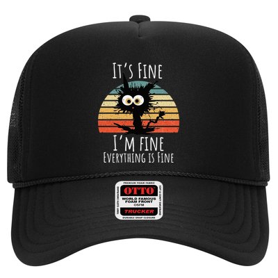 Vintage It's Fine I'm Fine Everything Is Fine Cat Father Trucker Hat