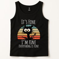 Vintage It's Fine I'm Fine Everything Is Fine Cat Father Tank Top