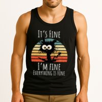 Vintage It's Fine I'm Fine Everything Is Fine Cat Father Tank Top