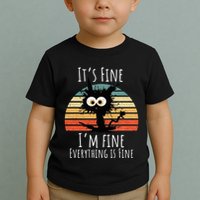 Vintage It's Fine I'm Fine Everything Is Fine Cat Father Toddler T-Shirt