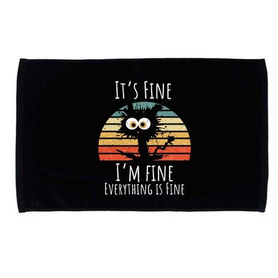 Vintage It's Fine I'm Fine Everything Is Fine Cat Father Microfiber Hand Towel