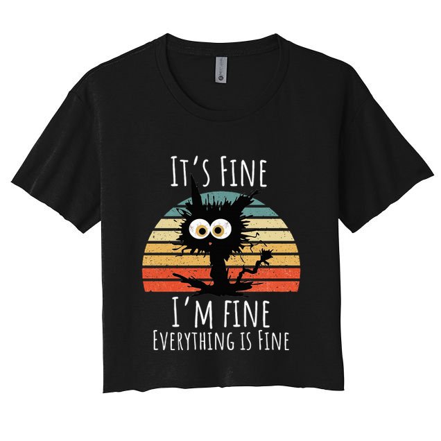 Vintage It's Fine I'm Fine Everything Is Fine Cat Father Crop Top