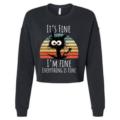Vintage It's Fine I'm Fine Everything Is Fine Cat Father Cropped Pullover Crew