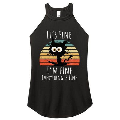 Vintage It's Fine I'm Fine Everything Is Fine Cat Father Women's Perfect Tri Rocker Tank