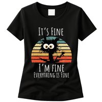 Vintage It's Fine I'm Fine Everything Is Fine Cat Father Womens T-Shirt