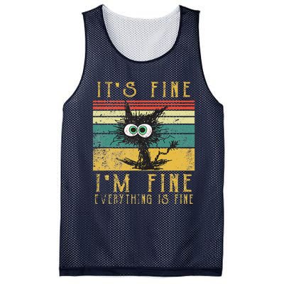 Vintage Its Fine Im Fine Everything Is Fine Funny Cat Mesh Reversible Basketball Jersey Tank