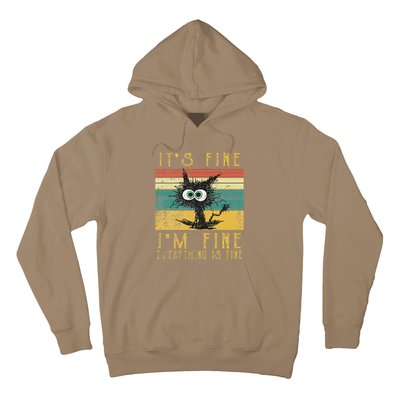 Vintage Its Fine Im Fine Everything Is Fine Funny Cat Hoodie