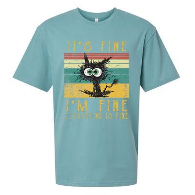 Vintage Its Fine Im Fine Everything Is Fine Funny Cat Sueded Cloud Jersey T-Shirt