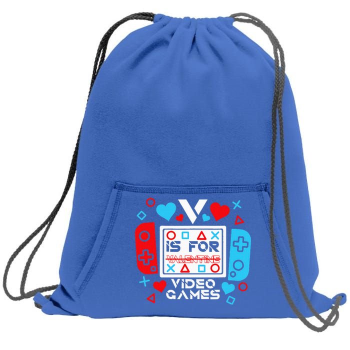 V Is For Video Games Valentines Day Gamer Gift Sweatshirt Cinch Pack Bag