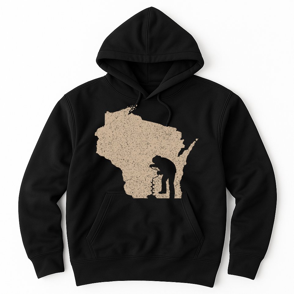Vintage Ice Fishing Wisconsin Ice Fisherman Hoodie
