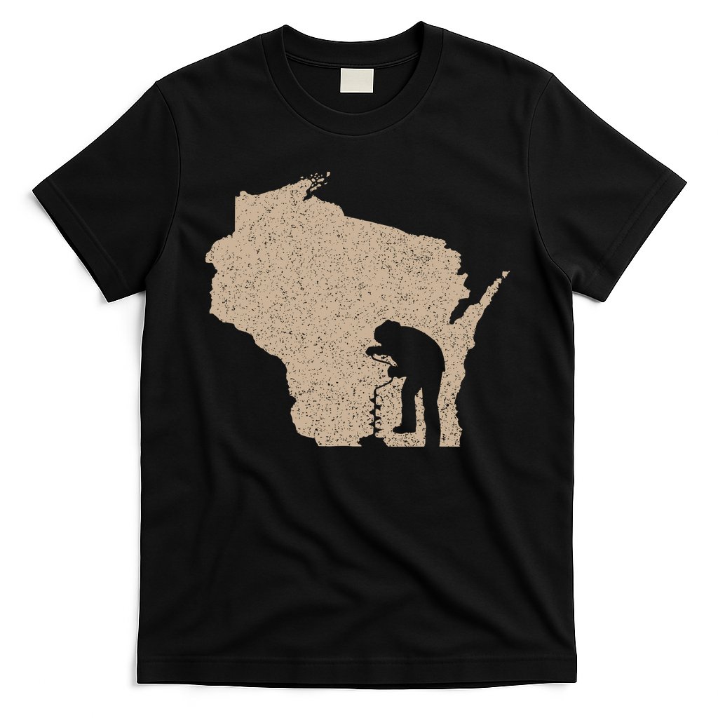 Vintage Ice Fishing Wisconsin Ice Fisherman T-Shirt
