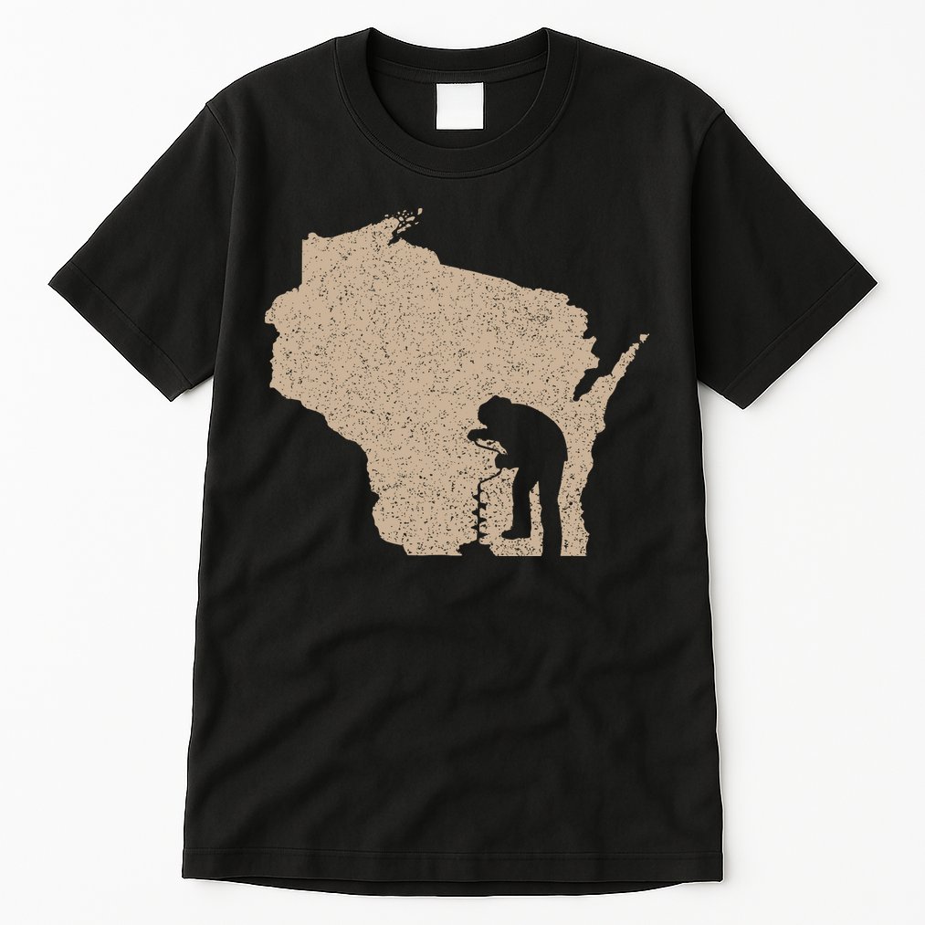 Vintage Ice Fishing Wisconsin Ice Fisherman Tall T-Shirt