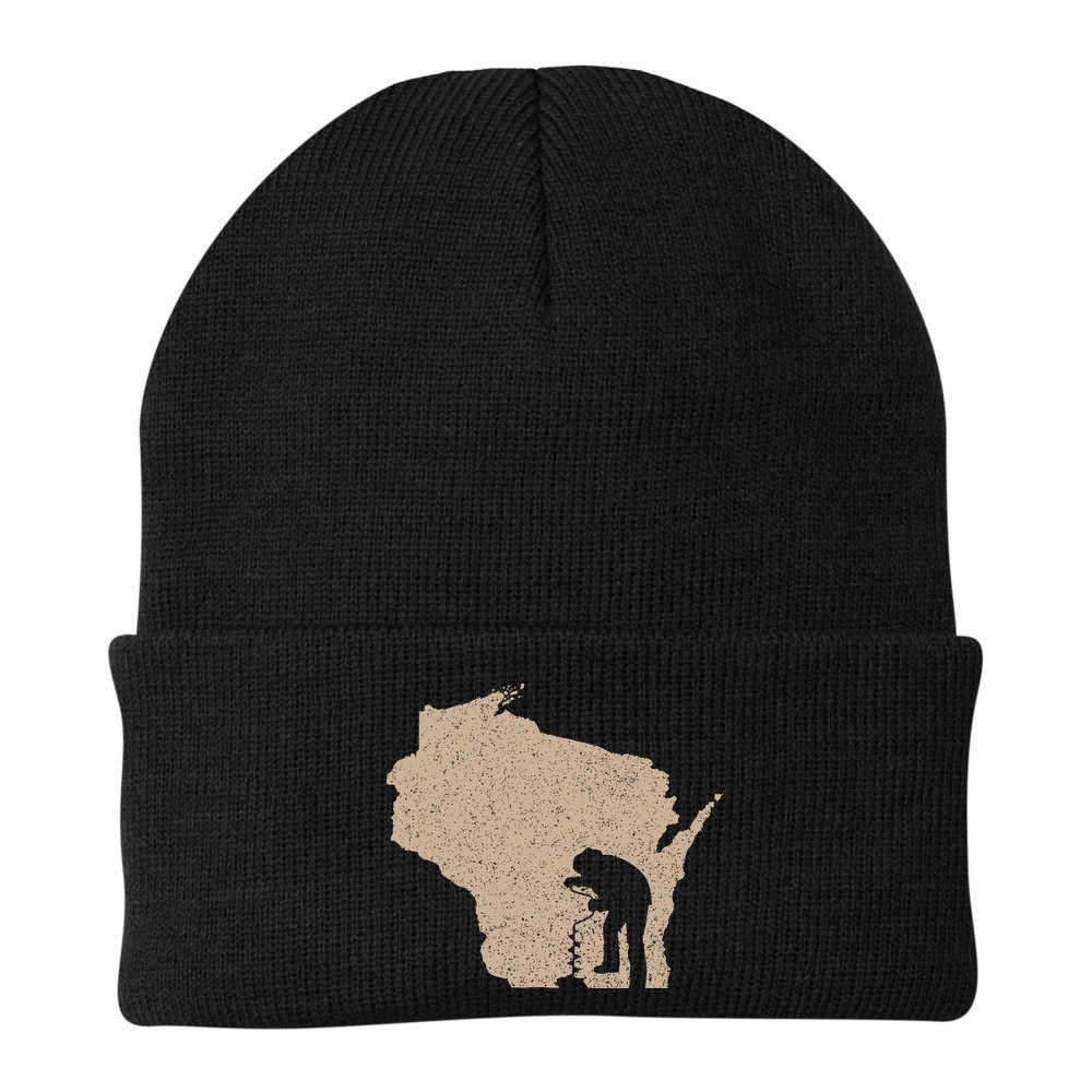 Vintage Ice Fishing Wisconsin Ice Fisherman Beanie