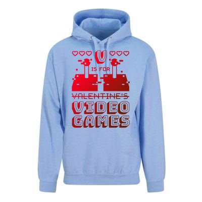 V Is For Video Games Gift Funny Gamer Valentine's Day Quote Gift Unisex Surf Hoodie