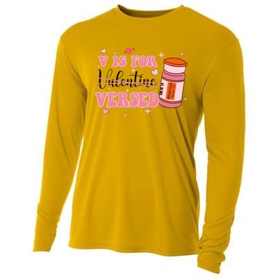 V Is For Versed Funny PACU CRNA Nurse Valentines Day Cooling Performance Long Sleeve Crew