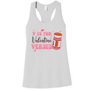 V Is For Versed Funny PACU CRNA Nurse Valentines Day Women's Racerback Tank