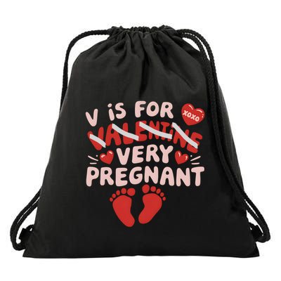 V Is For Very Pregnant Gender Reveal Funny Valentines Day Great Gift Drawstring Bag