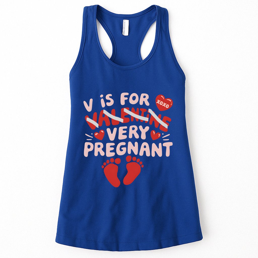 V Is For Very Pregnant Gender Reveal Funny Valentines Day Great Gift Womens Tank Top