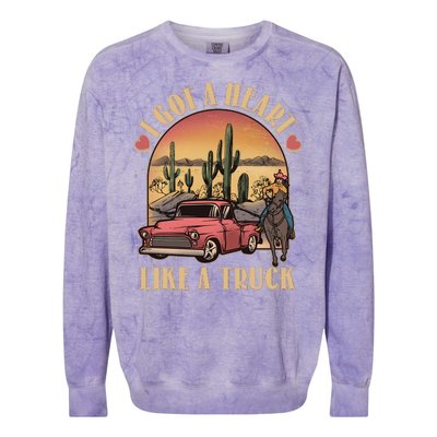 Vintage I Got A Heart Like A Truck Cowgirl Colorblast Crewneck Sweatshirt