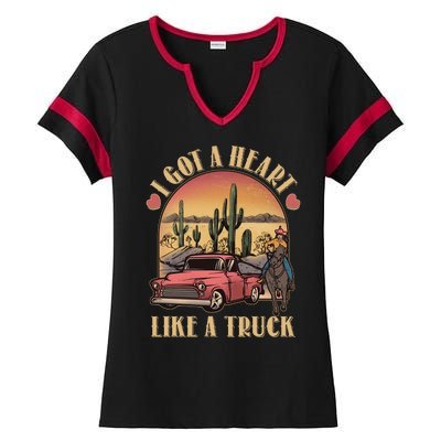 Vintage I Got A Heart Like A Truck Cowgirl Ladies Halftime Notch Neck Tee