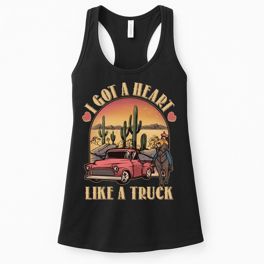 Vintage I Got A Heart Like A Truck Cowgirl Womens Tank Top