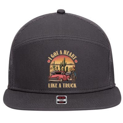 Vintage I Got A Heart Like A Truck Cowgirl 7 Panel Mesh Trucker Snapback Hat