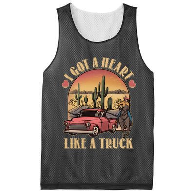 Vintage I Got A Heart Like A Truck Cowgirl Mesh Reversible Basketball Jersey Tank