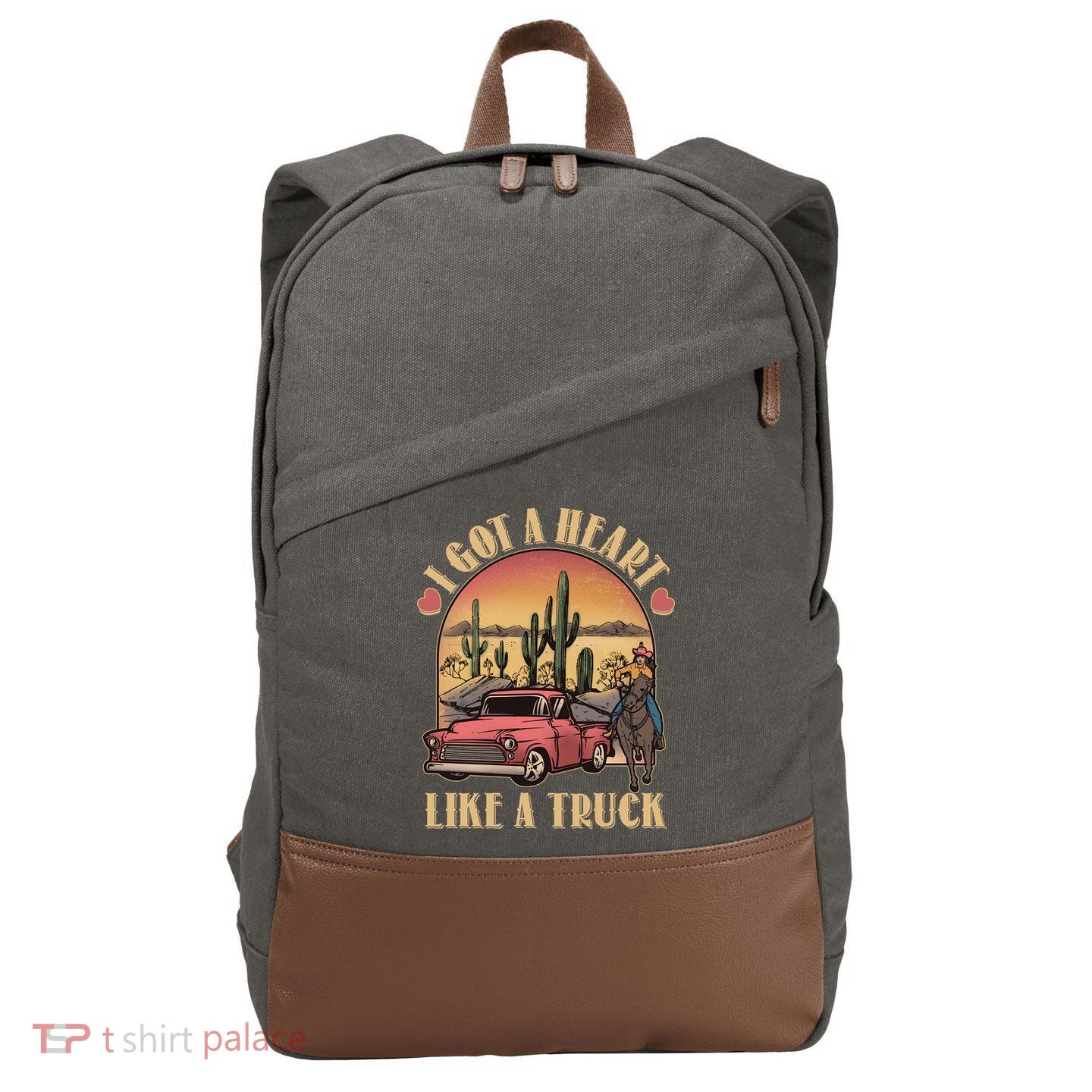 Vintage I Got A Heart Like A Truck Cowgirl Cotton Canvas Backpack