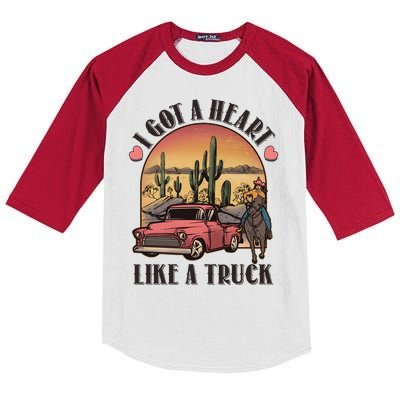 Vintage I Got A Heart Like A Truck Cowgirl Kids Colorblock Raglan Jersey