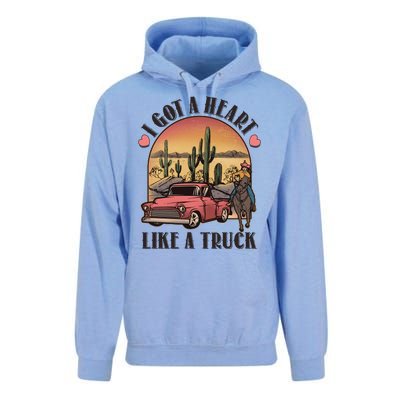 Vintage I Got A Heart Like A Truck Cowgirl Unisex Surf Hoodie