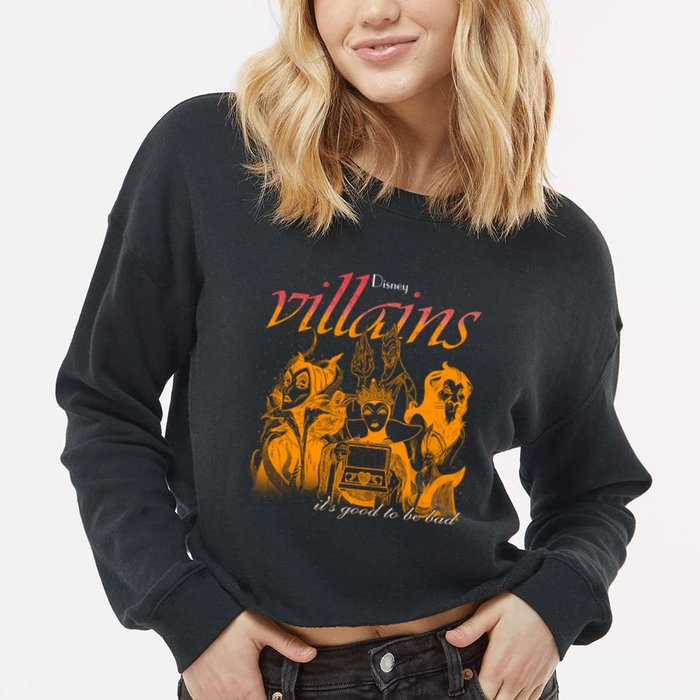 Villains Its Good To Be Bad Retro Maleficent Evil Queen Hades Jafa Cropped Pullover Crew