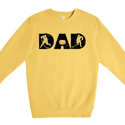 Vintage Ice Hockey Dad Fathers Day Family Matching Player Funny Gift Premium Crewneck Sweatshirt