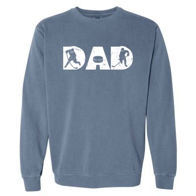 Vintage Ice Hockey Dad Fathers Day Family Matching Player Funny Gift Garment-Dyed Sweatshirt