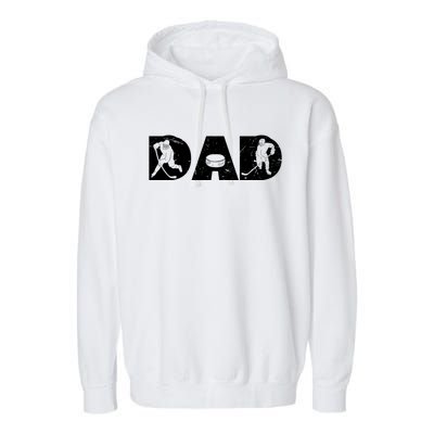 Vintage Ice Hockey Dad Fathers Day Family Matching Player Funny Gift Garment-Dyed Fleece Hoodie