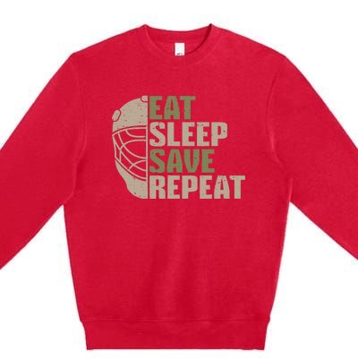 Vintage Ice Hockey Goalie Premium Crewneck Sweatshirt