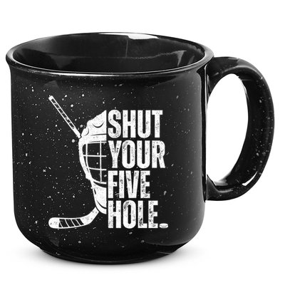 Vintage Ice Hockey Goalie Funny Shut Your Five Hole Cute Gift 15oz Campfire Ceramic Mug