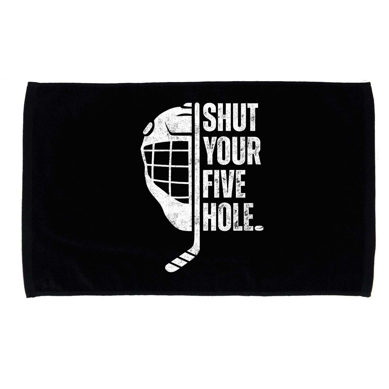 Vintage Ice Hockey Goalie Funny Shut Your Five Hole Gift Microfiber Hand Towel