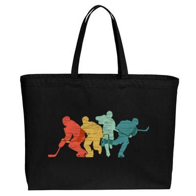 Vintage Ice Hockey Player Gift Retro Hockey Team Gift Cotton Canvas Jumbo Tote